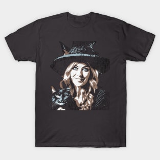 Halloween  Witch with Black Cat T-Shirt